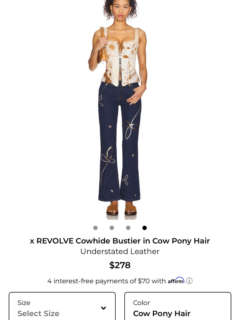 REVOLVE Cowhide Bustier Top in White & Brown NWOT-Brand New Never Worn